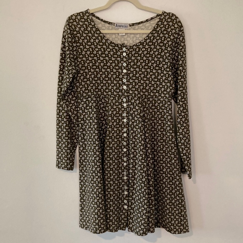 90s vintage Aeropostale button front staked dress size small